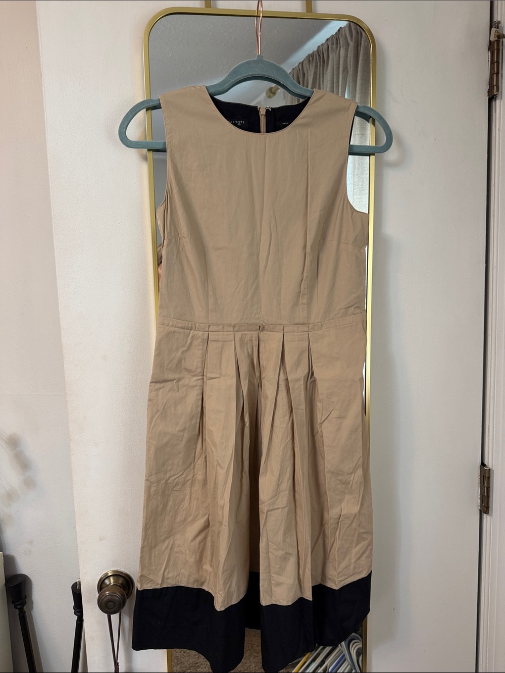 Talbots Sleeveless Two-Tone Midi Dress in Beige and Black